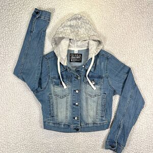Queen Denim Jacket Women’s Size Small Official Merchandise Hood Button Up‎